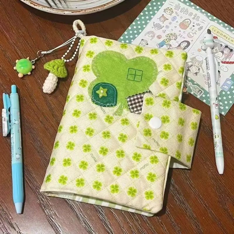 A6 Handmade Four-Leaf Clover Book Jacket – Original Portable Book Cover for Ledger, Notepad & Diary, Protective Case Design