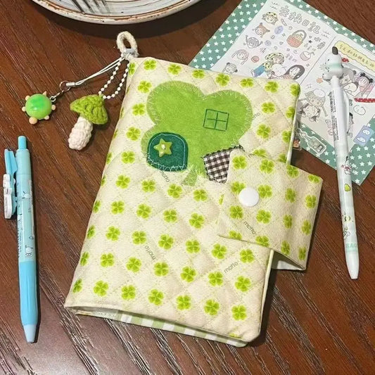 A6 Handmade Four-Leaf Clover Book Jacket – Original Portable Book Cover for Ledger, Notepad & Diary, Protective Case Design